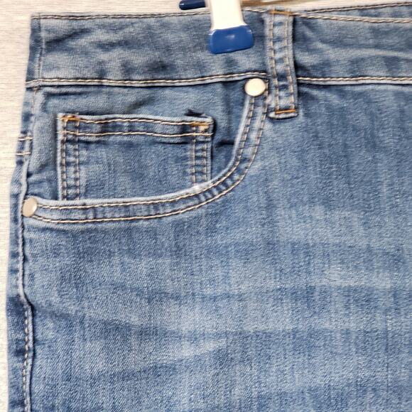 Christopher & Banks Sz 14 Distressed Stretch Jeans Blue Denim Embellished Pocket - Picture 7 of 11